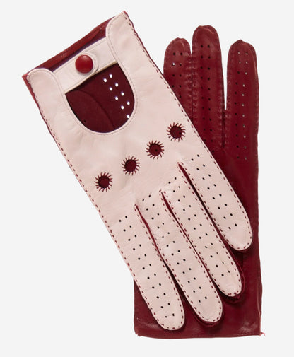 CA4123 (cream/claret) - Women’s two-tone Italian leather driving gloves — photo 1 of 7