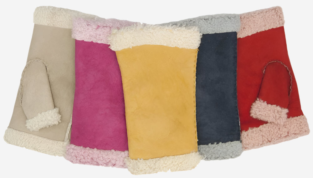 CA4163 (sunshine) - Women’s Italian lamb shearling fingerless gloves — photo 4 of 10
