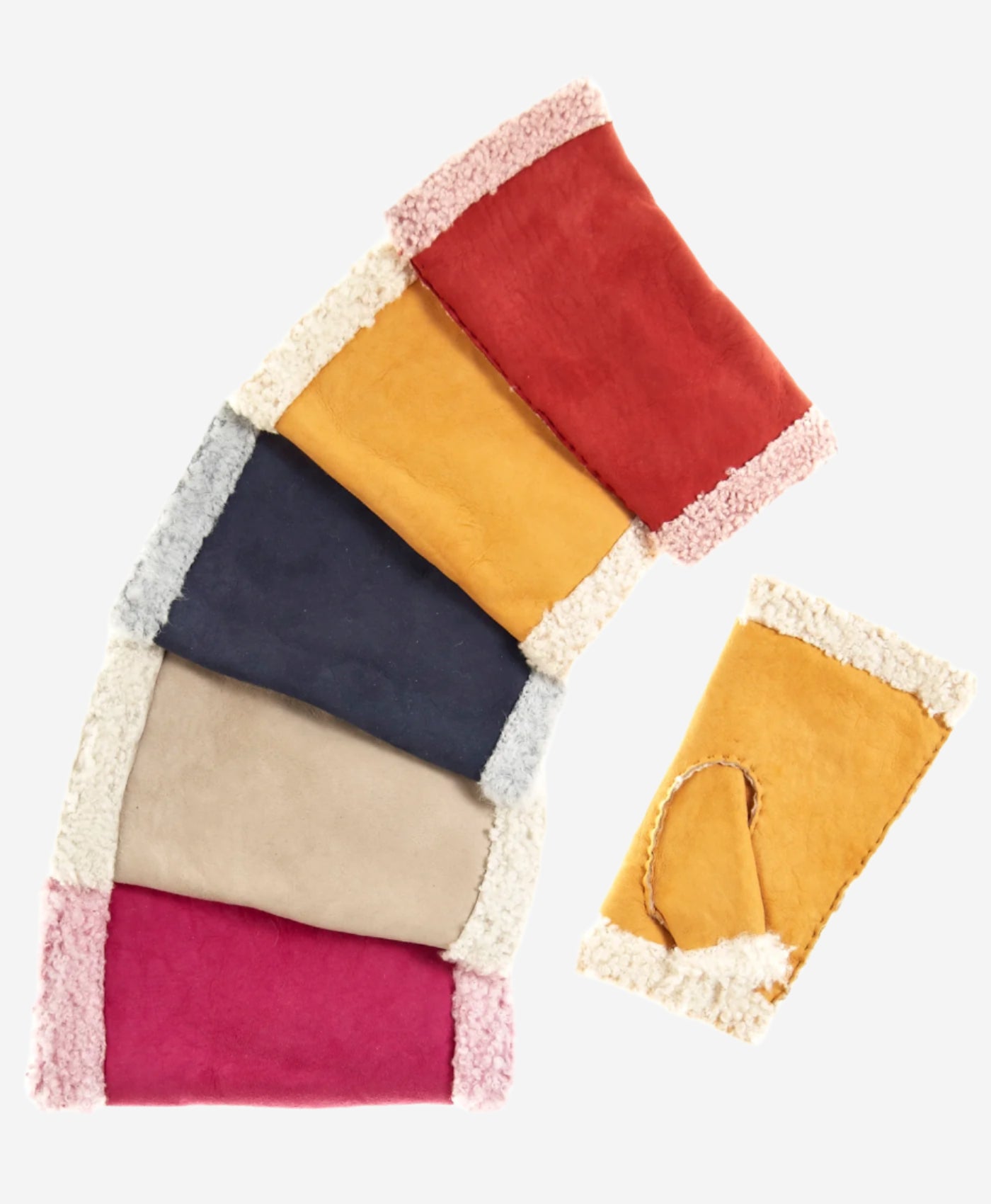 CA4163 (sunshine) - Women’s Italian lamb shearling fingerless gloves — photo 3 of 10