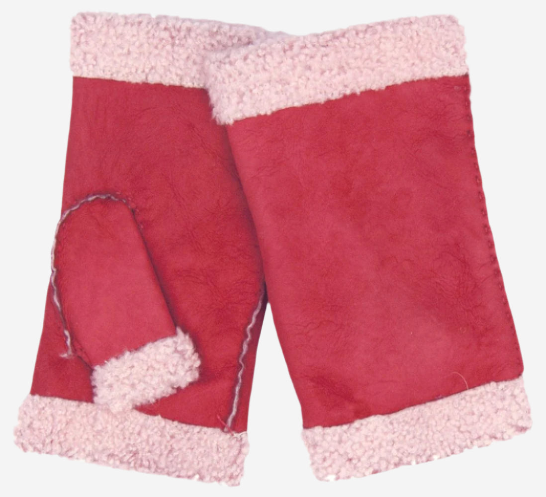 CA4163 (cranberry) – Women’s Italian lamb shearling fingerless gloves — photo 1 of 10