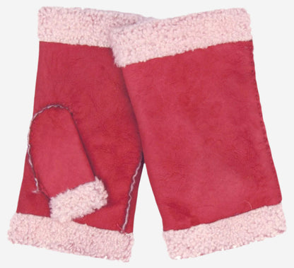CA4163 (cranberry) – Women’s Italian lamb shearling fingerless gloves — photo 1 of 10