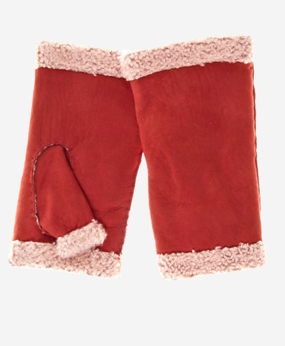 CA4163 (cranberry) – Women’s Italian lamb shearling fingerless gloves — photo 2 of 10