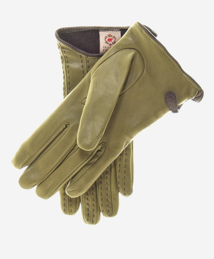 A4348 (olive) – Women’s Italian leather gloves with cashmere lining and side zipper — photo 2 of 9