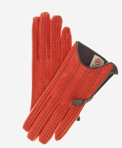 CA4348 (persimmon) - Women’s Italian leather gloves with cashmere lining and side zipper — photo 1 of 8