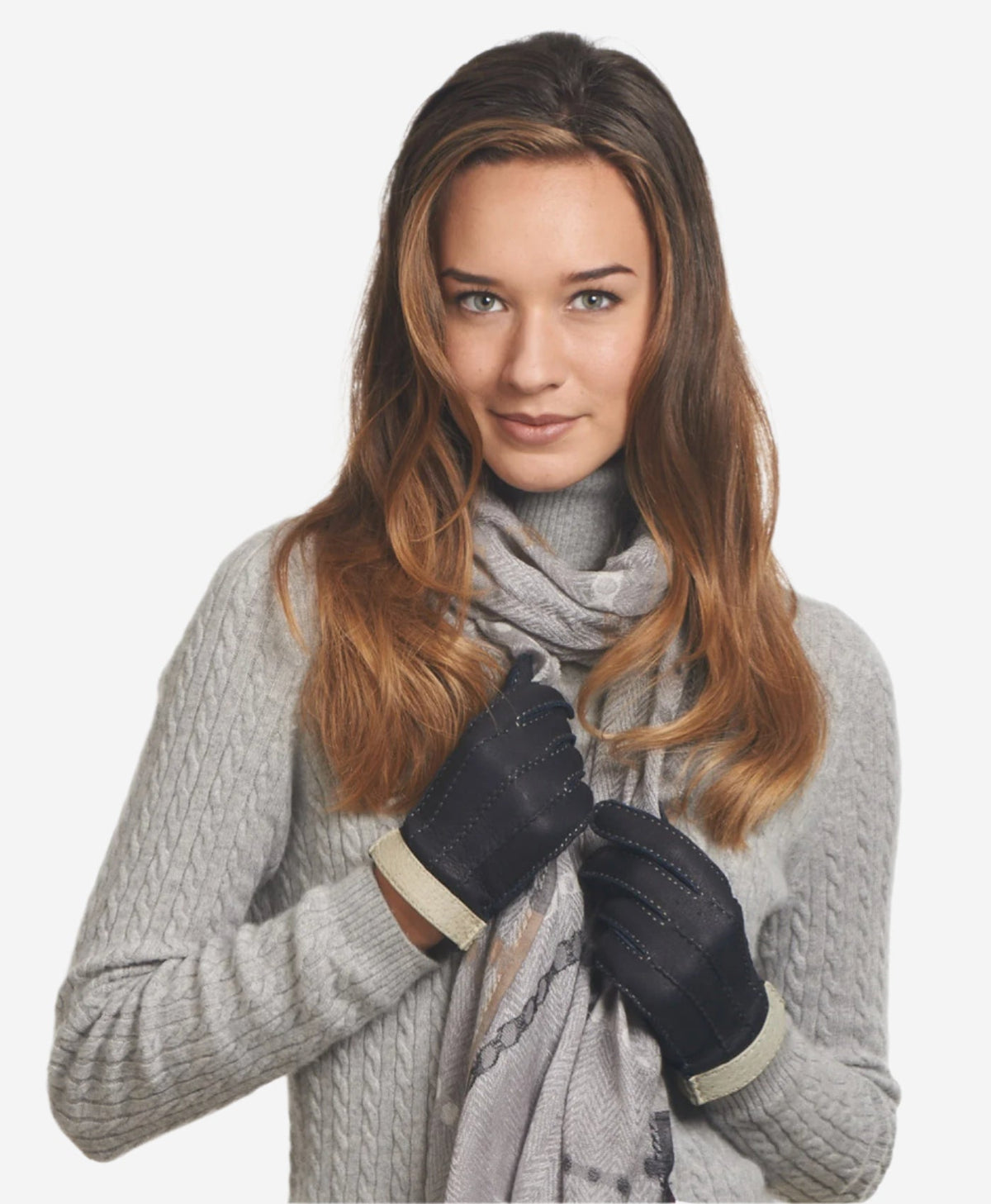 CA4384 (navy) - Women’s Italian peccary gloves with cashmere lining — photo 2 of 9