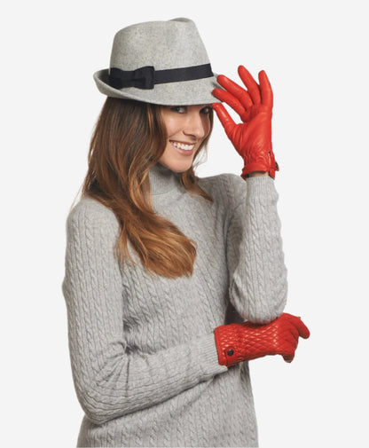 CA4439 (red) - Women’s quilted Italian leather gloves with cashmere lining — photo 2 of 8