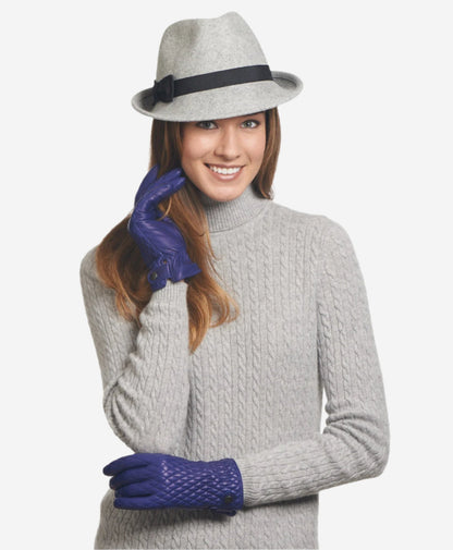 CA4439 (blue) - Women’s quilted Italian leather gloves with cashmere lining — photo 2 of 8