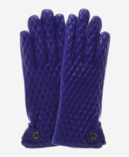 CA4439 (blue) - Women’s quilted Italian leather gloves with cashmere lining — photo 1 of 8