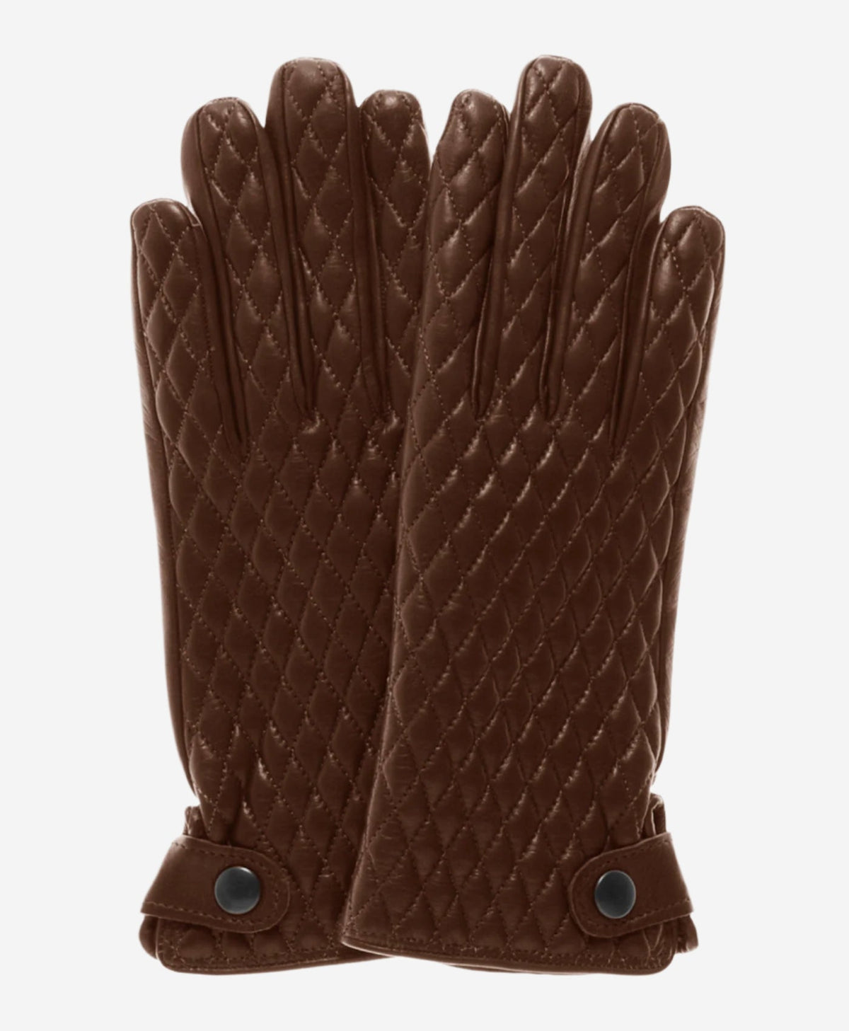 CA4439 (brown) - Women’s quilted Italian leather gloves with cashmere lining — photo 1 of 7
