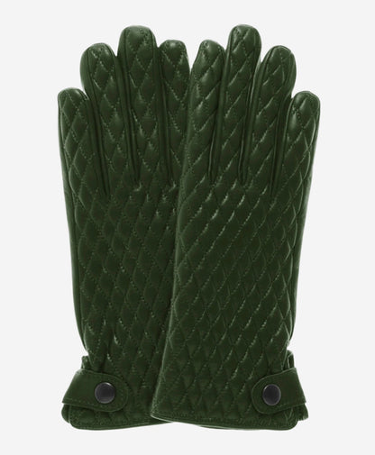 CA4439 (green) - Women’s quilted Italian leather gloves with cashmere lining — photo 1 of 7
