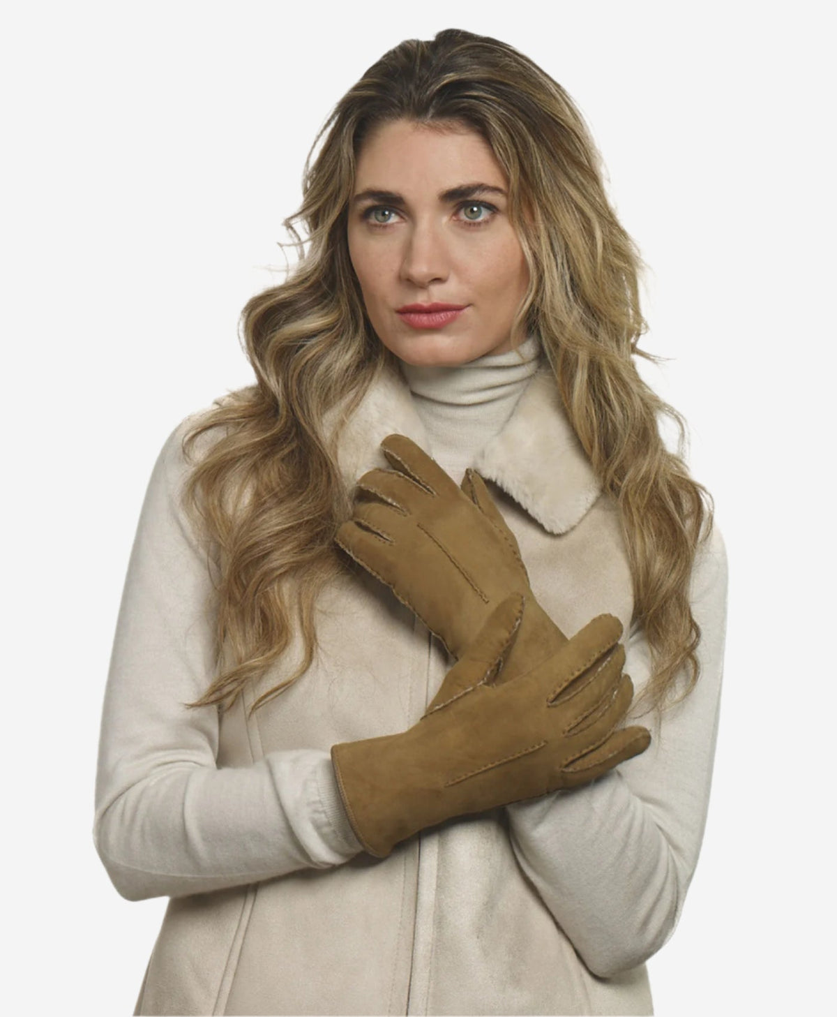 CA4465 (hazel) - Women’s handsewn Italian sueded lamb shearling gloves — photo 6 of 10