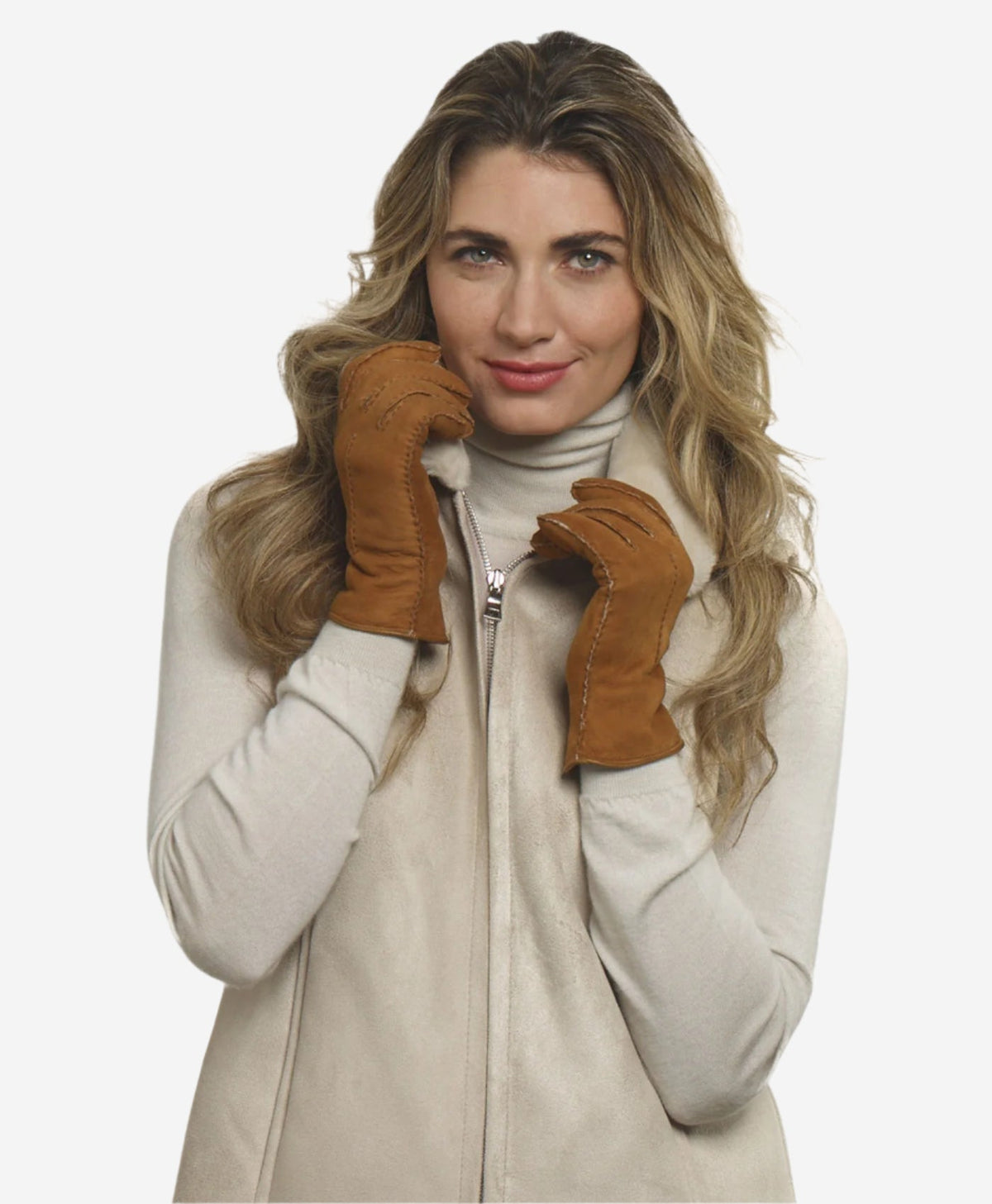 CA4465 (saddle) - Women’s handsewn Italian sueded lamb shearling gloves — photo 3 of 10