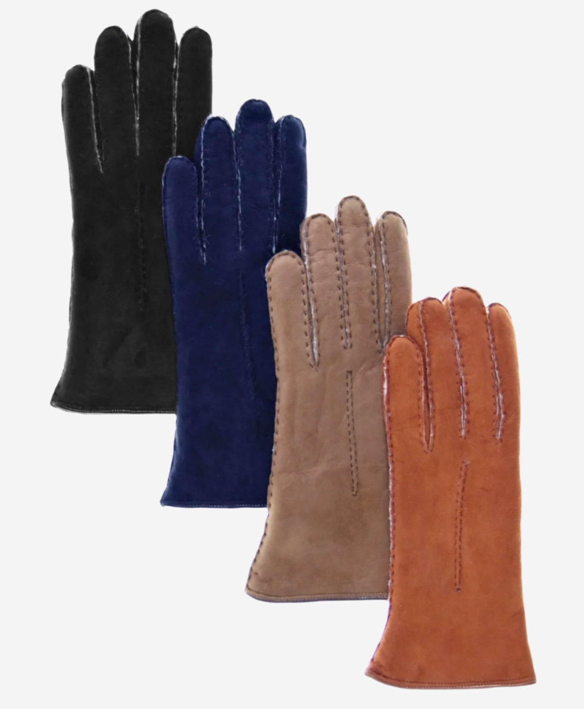 CA4465 (navy) - Women’s handsewn Italian sueded lamb shearling gloves — photo 2 of 8