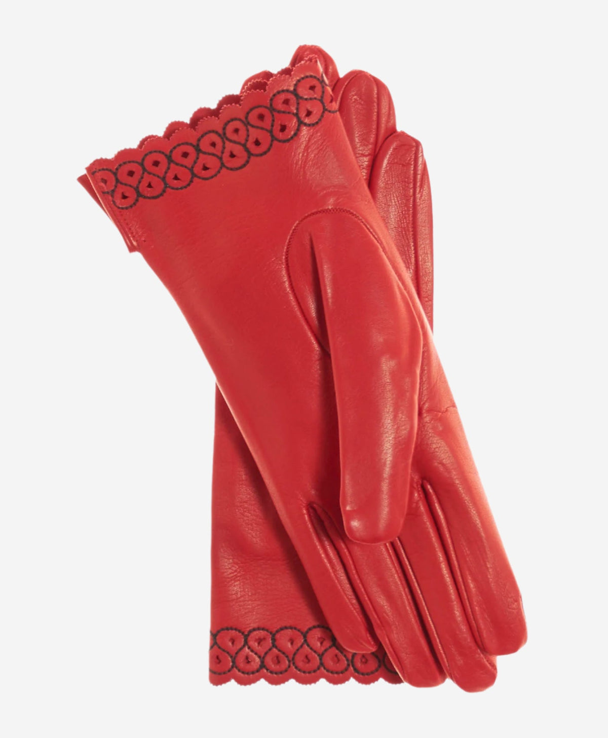 CA4534 (red) - Women’s Italian unlined dress leather gloves with “lace-work" cuff — photo 2 of 9