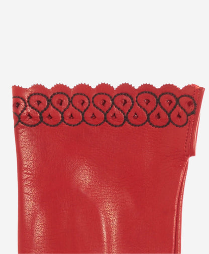 CA4534 (red) - Women’s Italian unlined dress leather gloves with “lace-work" cuff — photo 3 of 9