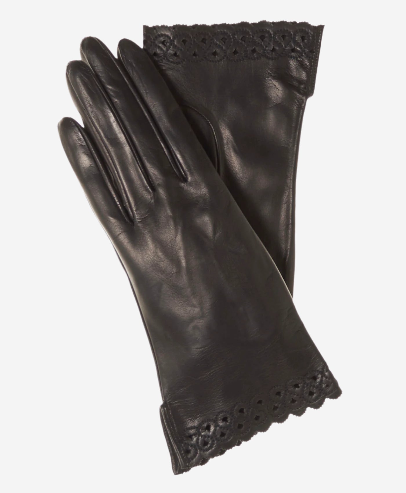 CA4534 (black) – Women’s Italian unlined dress leather gloves with “lace-work" cuff — photo 1 of 7
