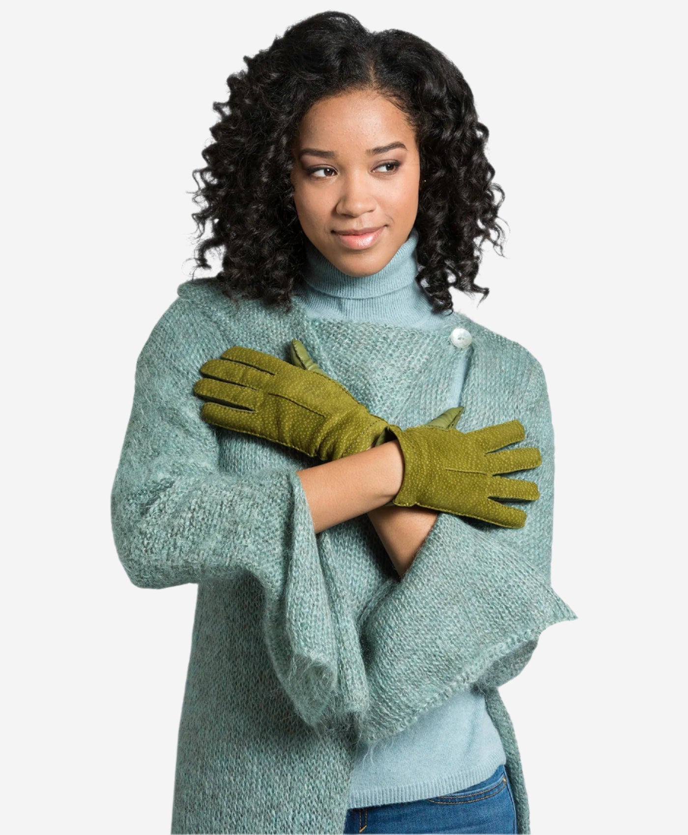 CA4538 (moss) - Handsewn Italian carpincho women's dress gloves with cashmere lining — photo 3 of 9