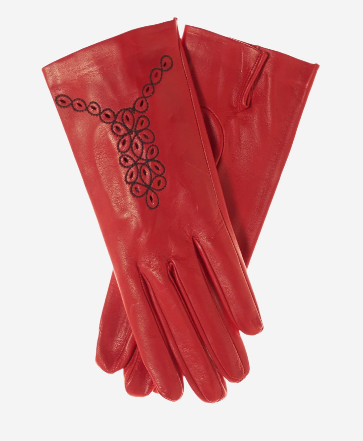 CA4539 (red) - Women’s Italian unlined dress leather gloves with “lace-work” design — photo 1 of 7
