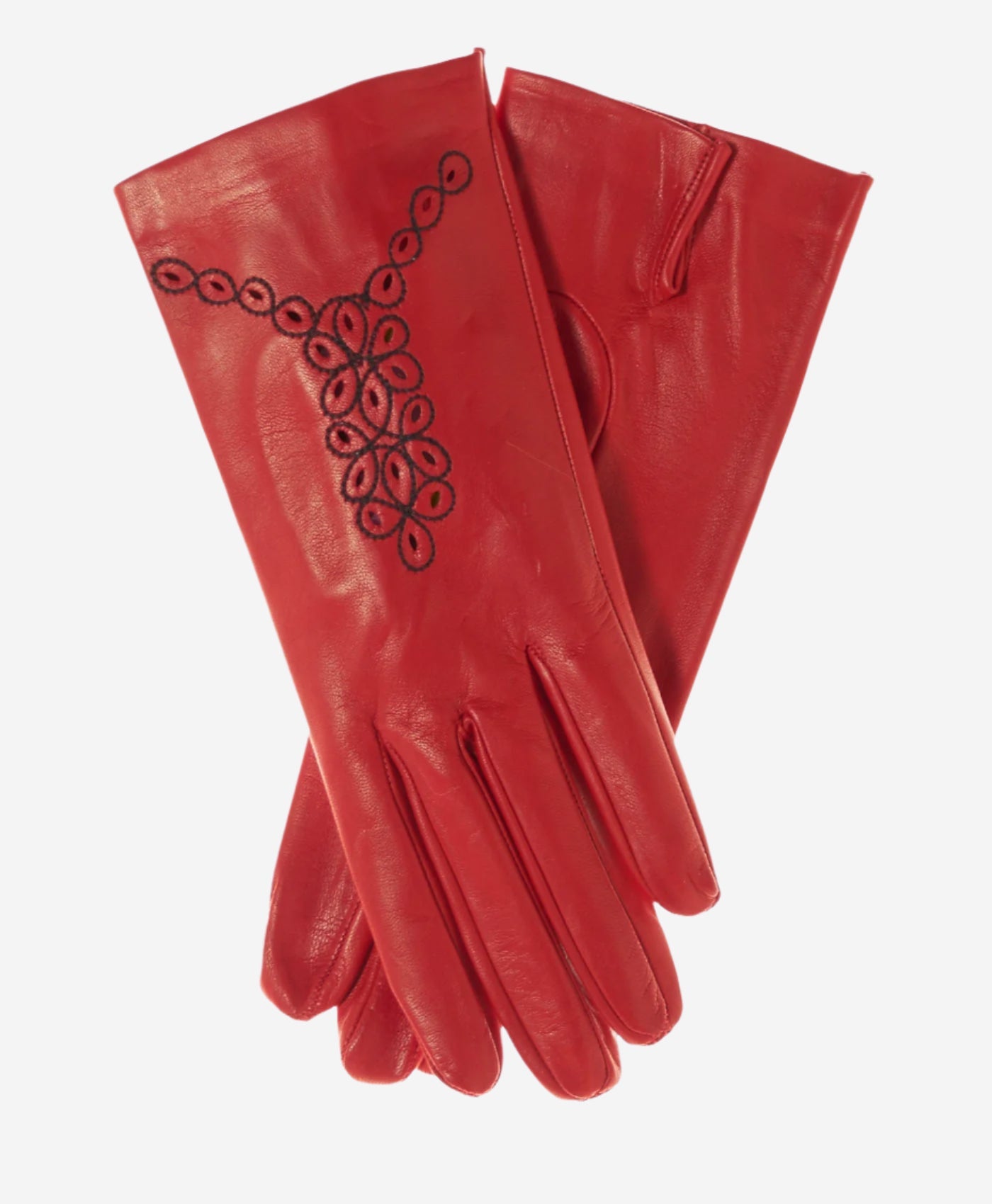 CA4539 (red) - Women’s Italian unlined dress leather gloves with “lace-work” design — photo 1 of 7