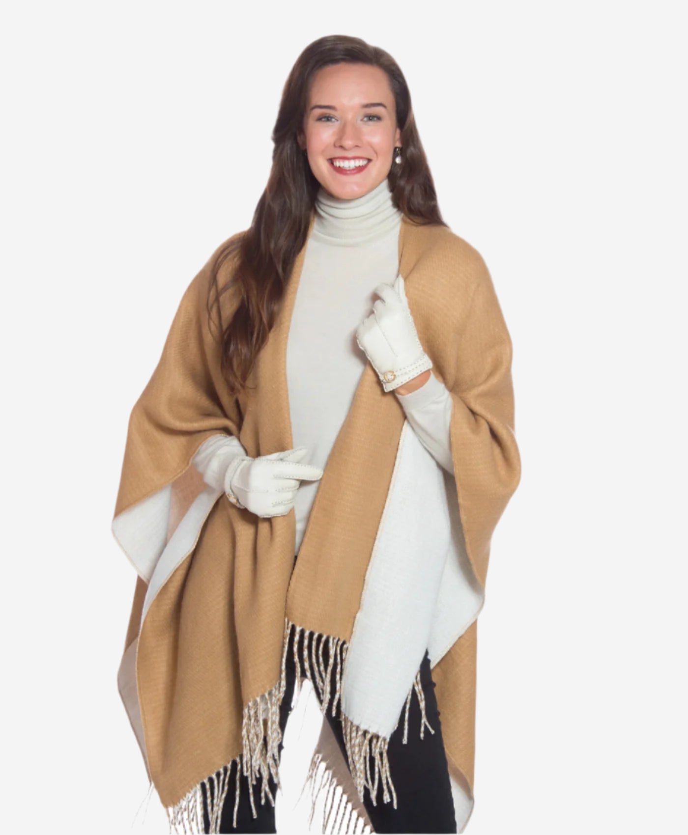 CA4661 (cream) -  Women’s Italian handsewn deerskin gloves with cashmere lining and distinctive strap and buckle — photo 4 of 10