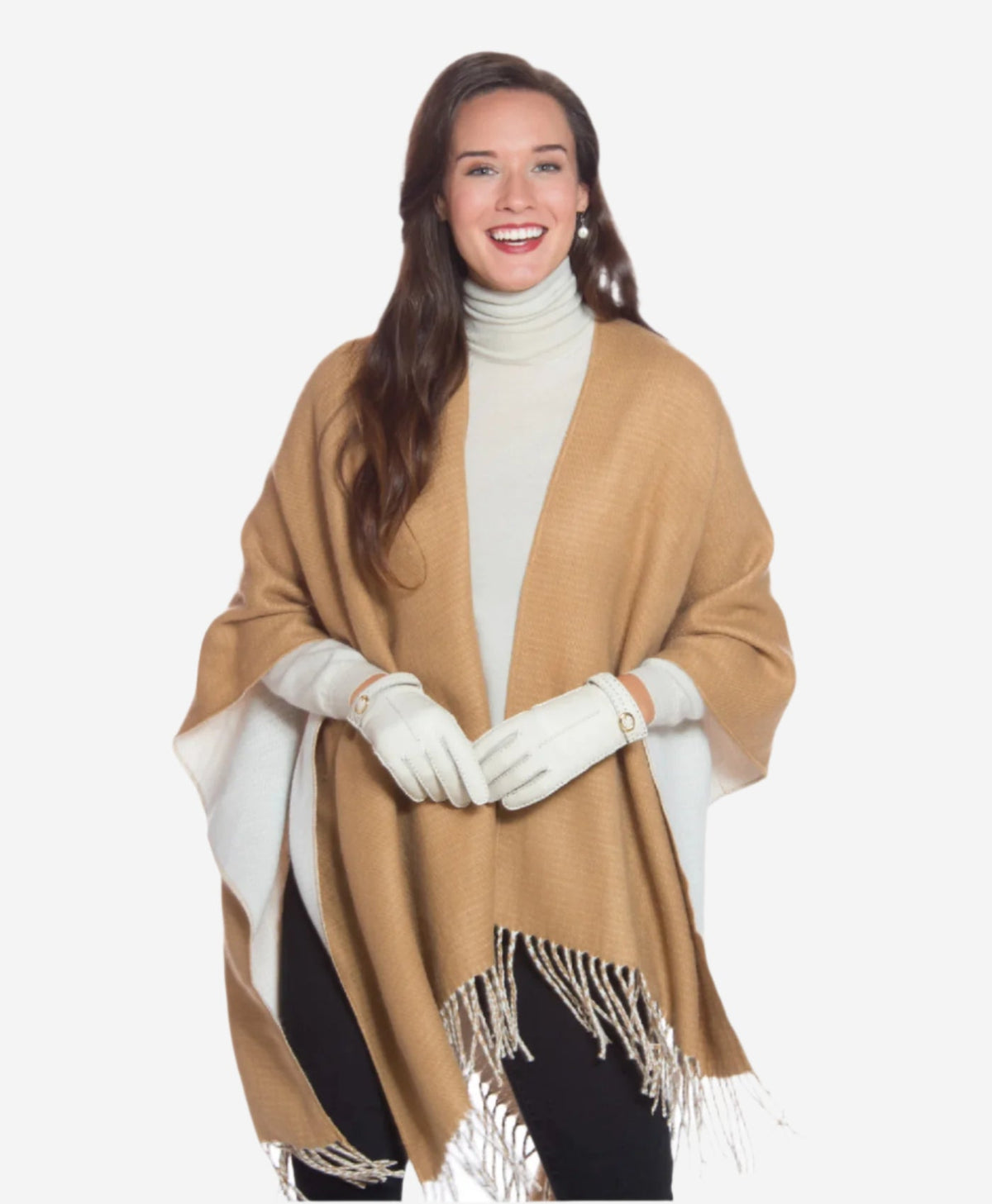 CA4661 (cream) -  Women’s Italian handsewn deerskin gloves with cashmere lining and distinctive strap and buckle — photo 5 of 10
