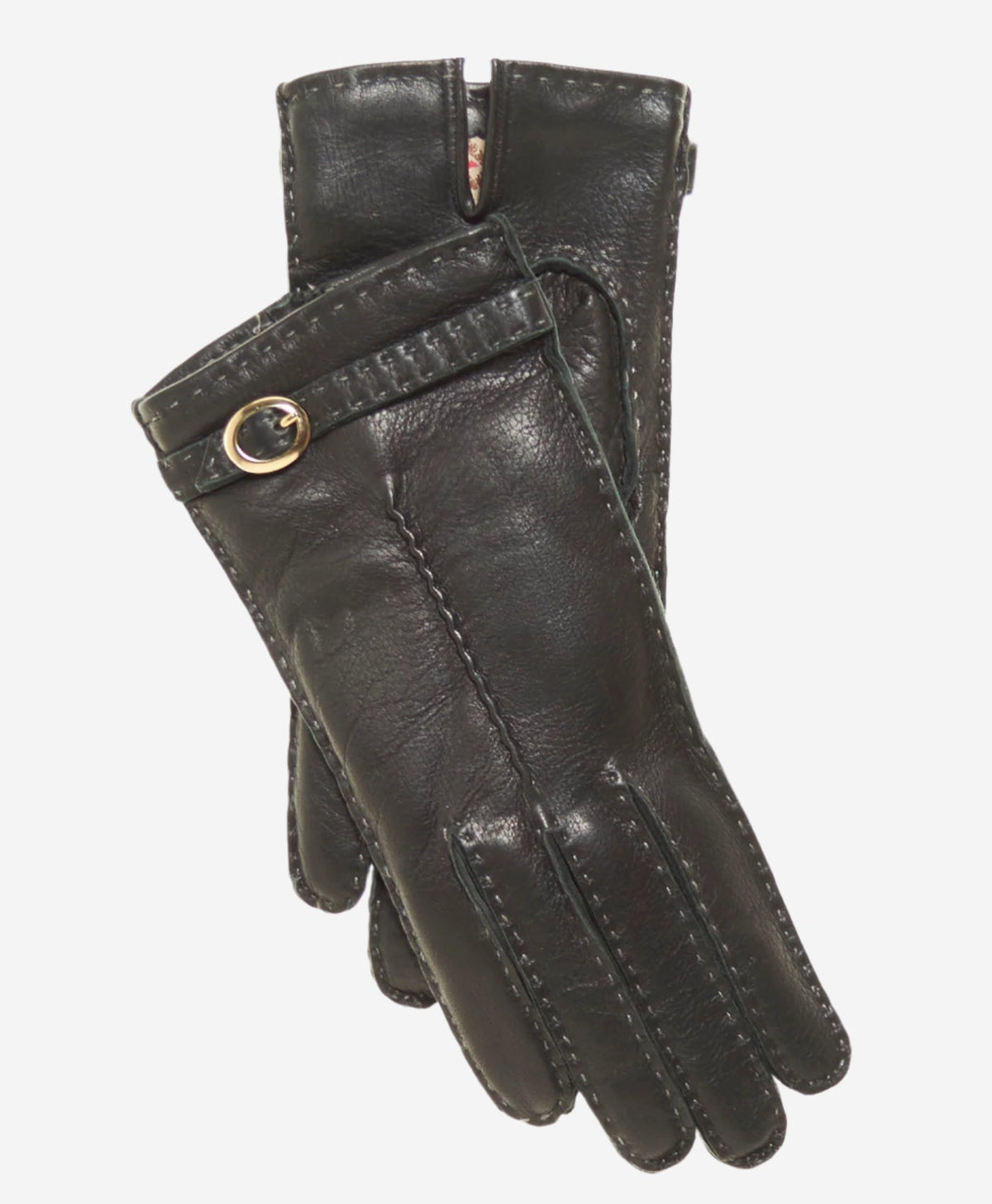 CA4661 (black) - Women’s Italian handsewn deerskin gloves with cashmere lining and distinctive strap and buckle — photo 1 of 10