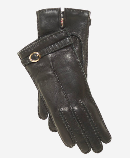 CA4661 (black) - Women’s Italian handsewn deerskin gloves with cashmere lining and distinctive strap and buckle — photo 1 of 10