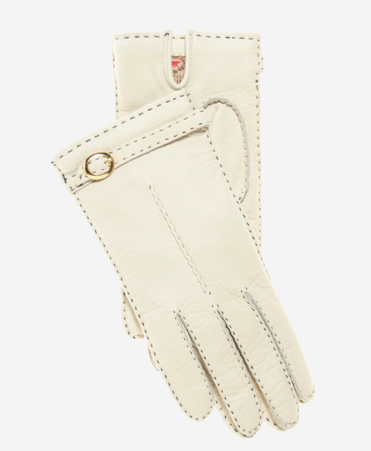 CA4661 (cream) -  Women’s Italian handsewn deerskin gloves with cashmere lining and distinctive strap and buckle — photo 1 of 10