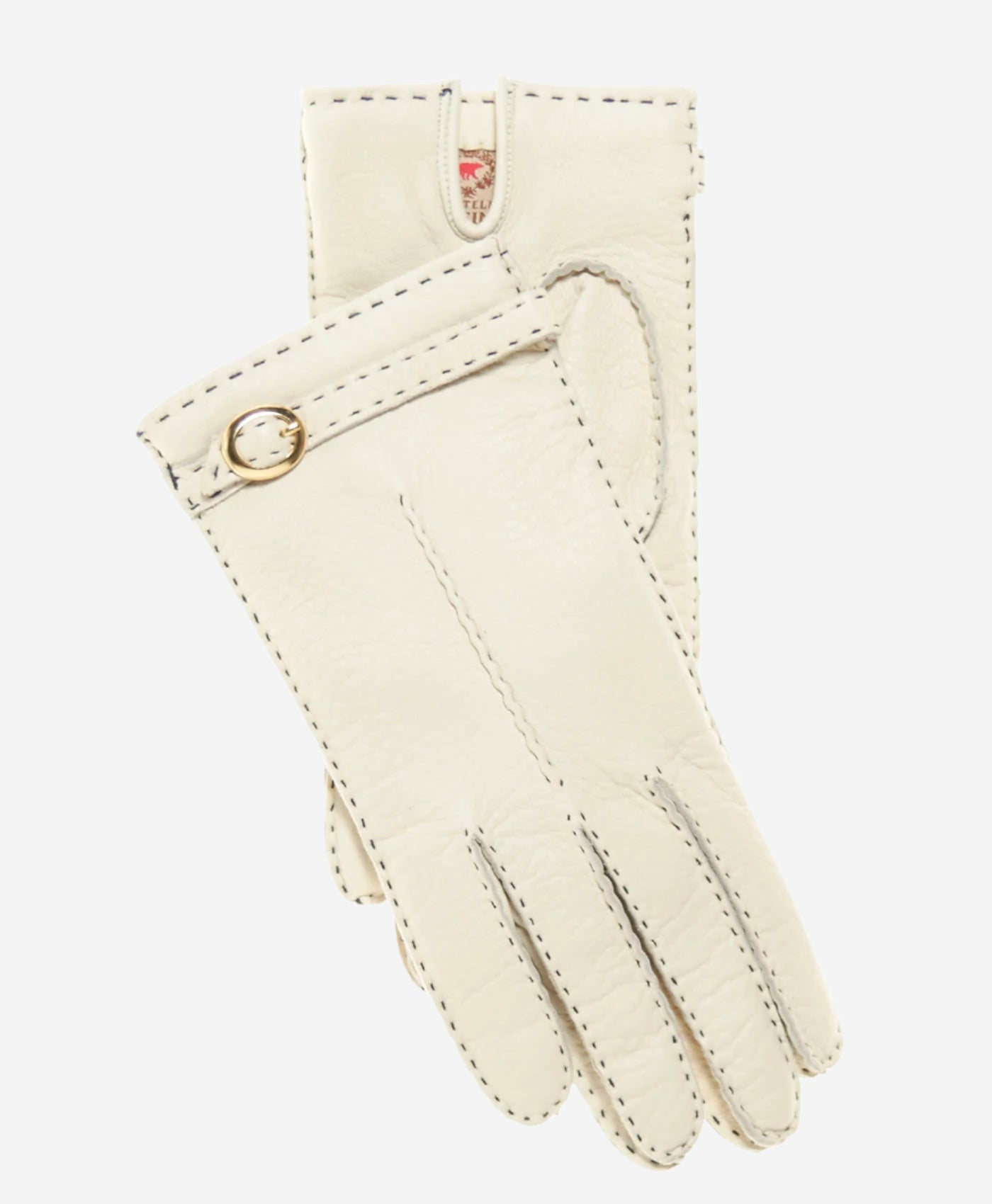 CA4661 (cream) -  Women’s Italian handsewn deerskin gloves with cashmere lining and distinctive strap and buckle — photo 1 of 10