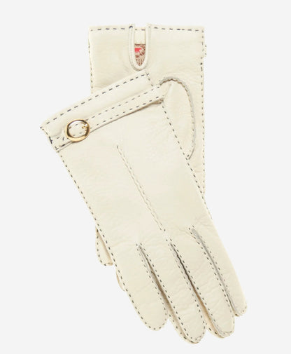 CA4661 (cream) -  Women’s Italian handsewn deerskin gloves with cashmere lining and distinctive strap and buckle — photo 1 of 10