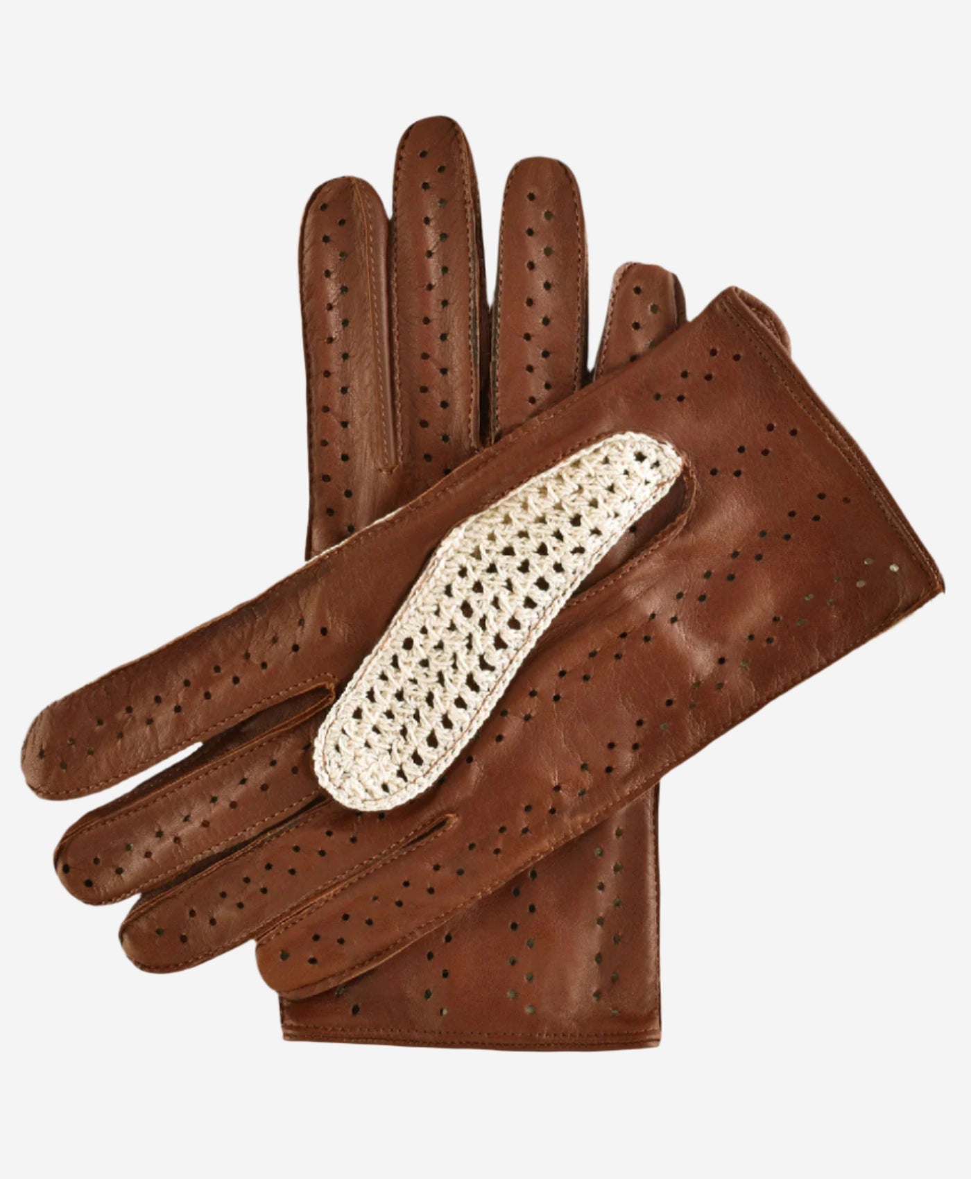CA4916 (brown) - Handsewn Italian crochet driving gloves in lambskin leather — photo 2 of 9