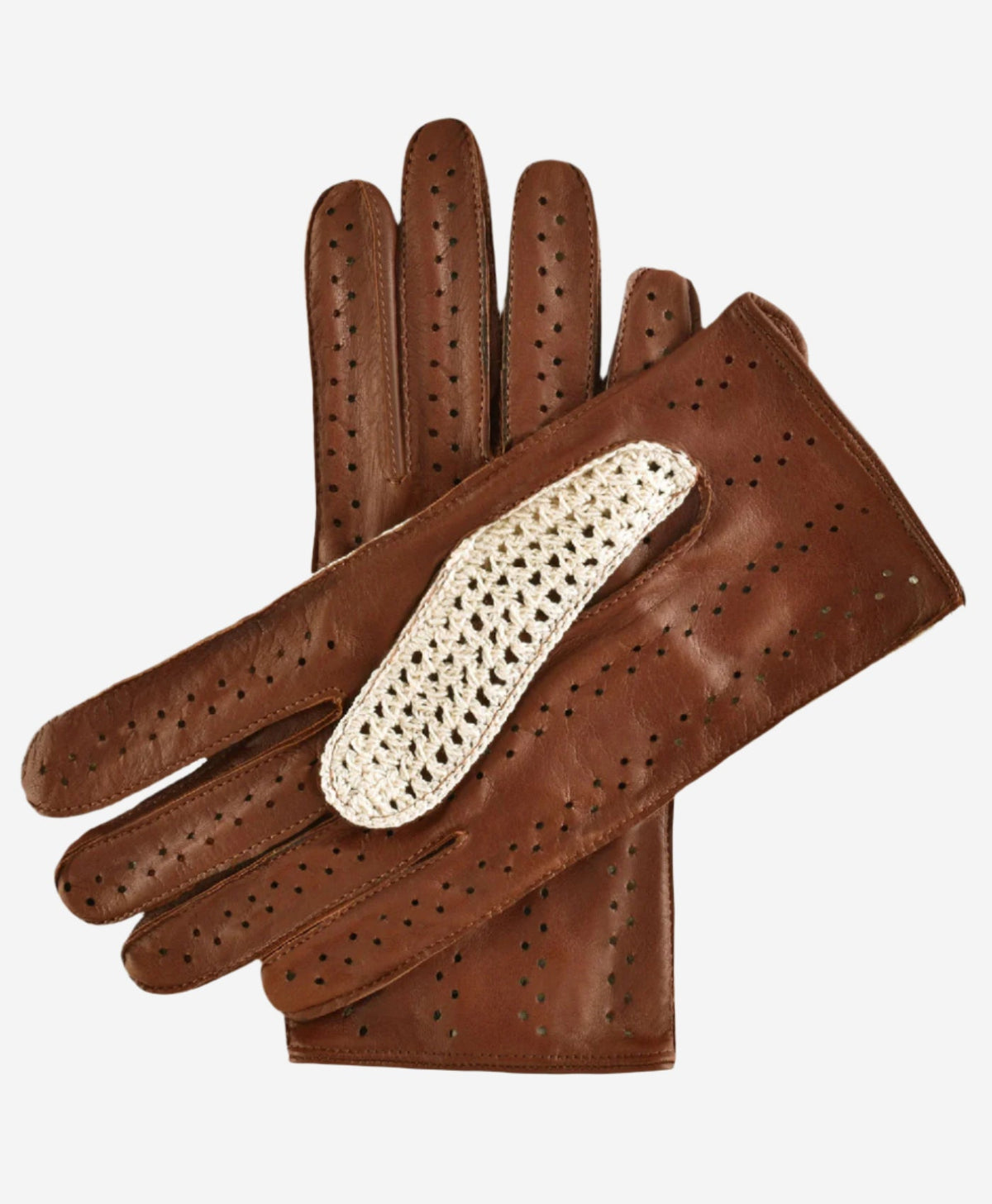 CA4916 (brown) - Handsewn Italian crochet driving gloves in lambskin leather — photo 2 of 9