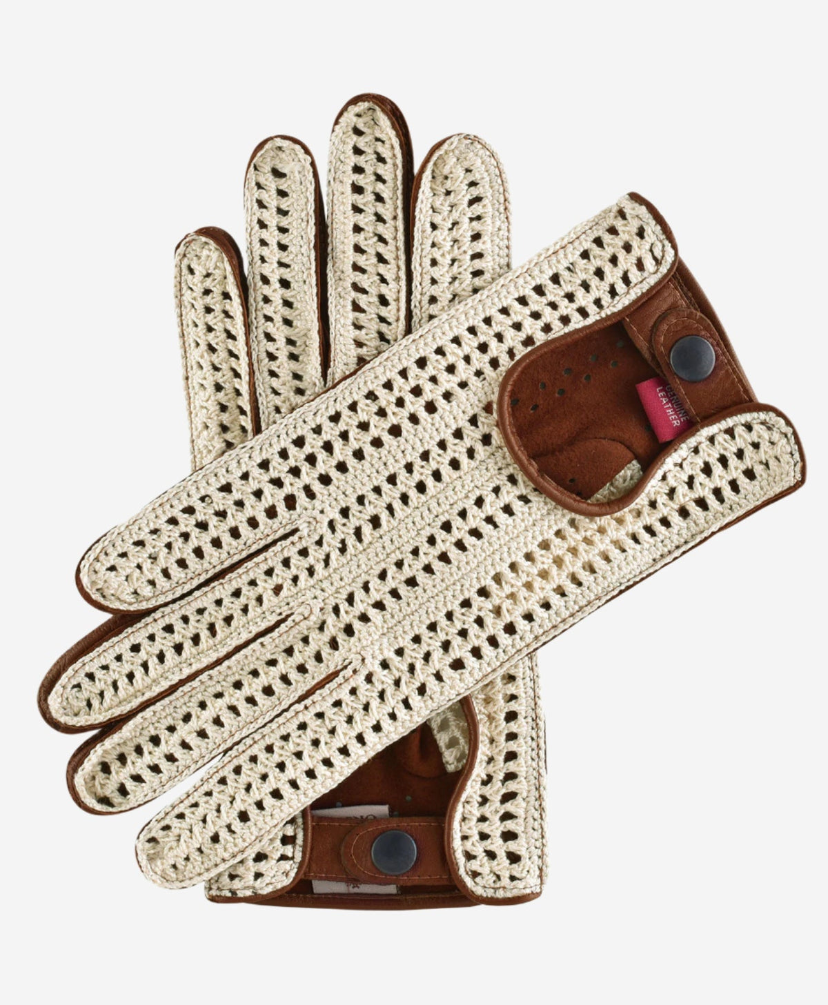 CA4916 (brown) - Handsewn Italian crochet driving gloves in lambskin leather — photo 1 of 9