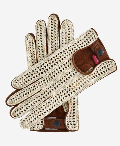 CA4916 (brown) - Handsewn Italian crochet driving gloves in lambskin leather — photo 1 of 9