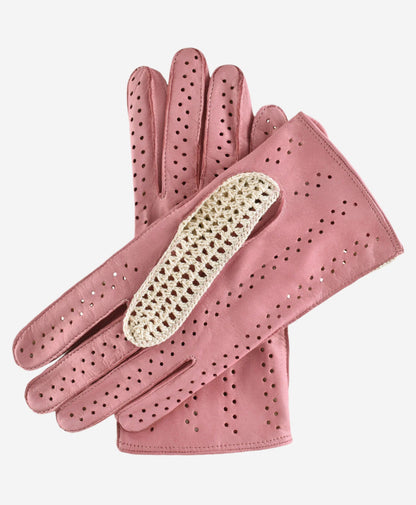 CA4916 (pink) - Handsewn Italian crochet driving gloves in lambskin leather — photo 2 of 8