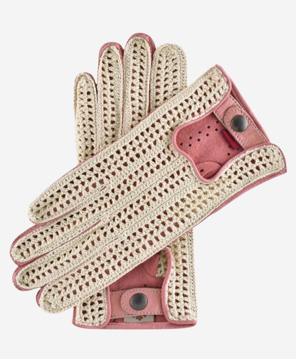 CA4916 (pink) - Handsewn Italian crochet driving gloves in lambskin leather — photo 1 of 8