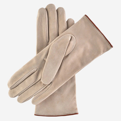 CA4941 (alabaster) - Women’s Italian handsewn suede gloves with cashmere lining and distinctive details — photo 2 of 9
