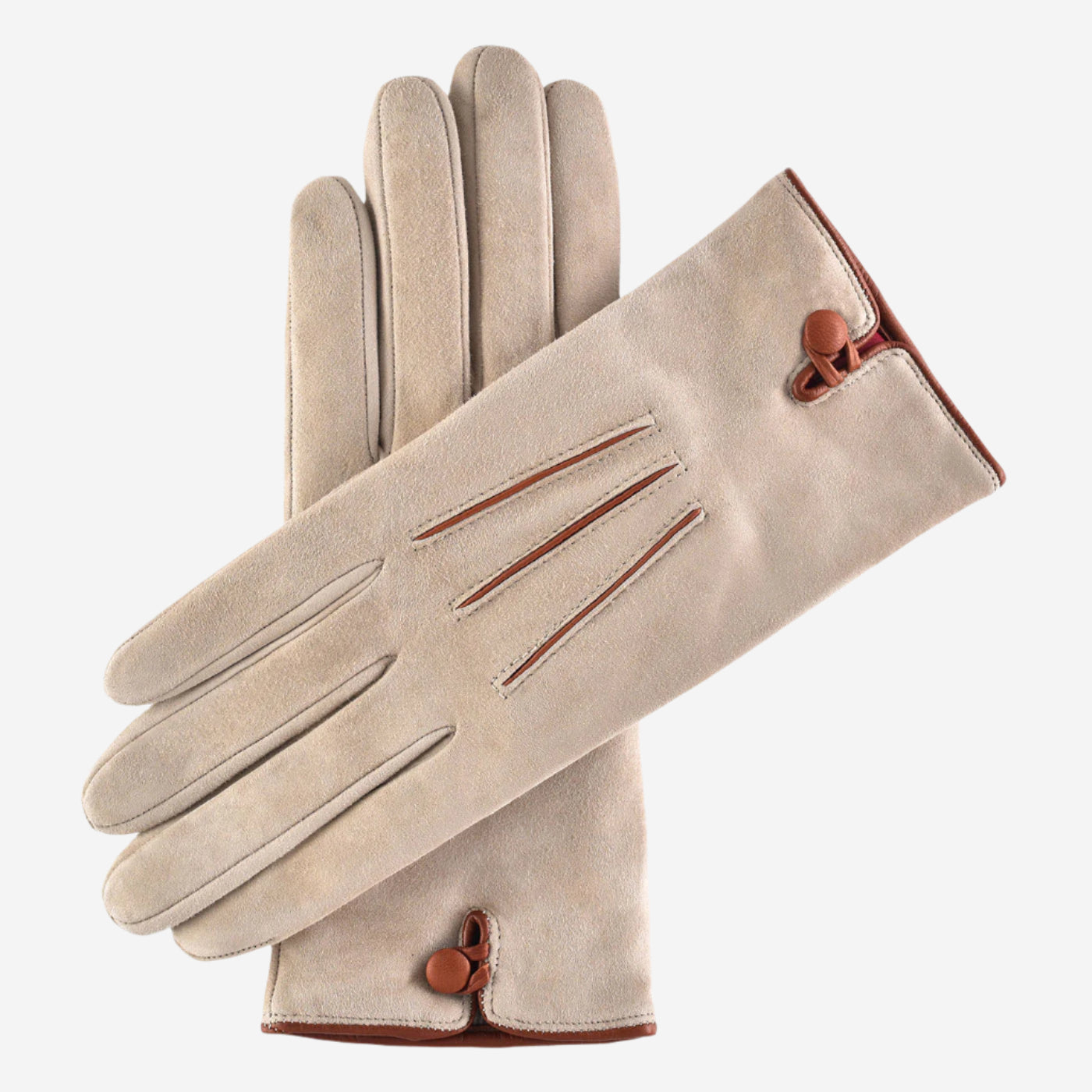 CA4941 (alabaster) - Women’s Italian handsewn suede gloves with cashmere lining and distinctive details — photo 1 of 9