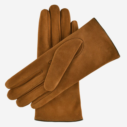 CA4941 (brown) - Women’s Italian handsewn suede gloves with cashmere lining and distinctive details — photo 2 of 10
