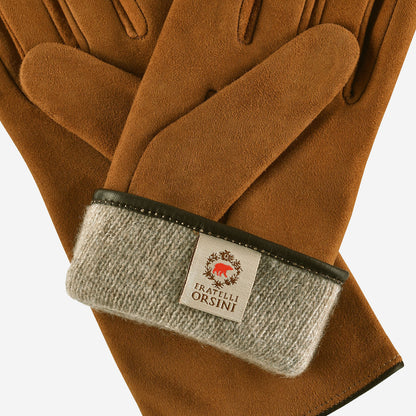 CA4941 (brown) - Women’s Italian handsewn suede gloves with cashmere lining and distinctive details — photo 3 of 10