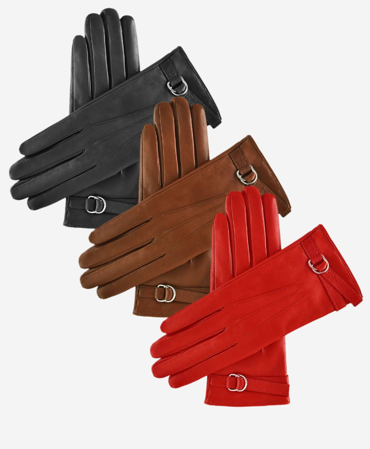 CA4987 (black) - Women's Italian Leather Lambskin Gloves with Strap — photo 3 of 9