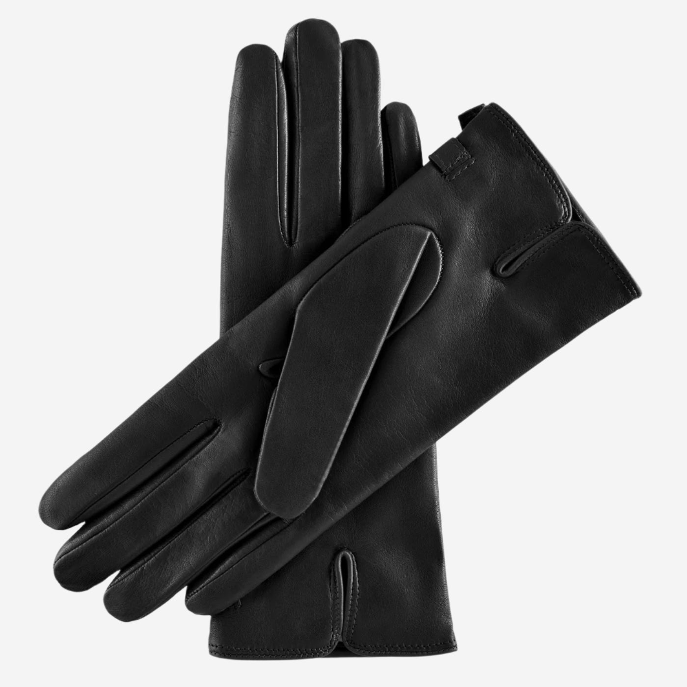 CA4987 (black) - Women's Italian Leather Lambskin Gloves with Strap — photo 2 of 9
