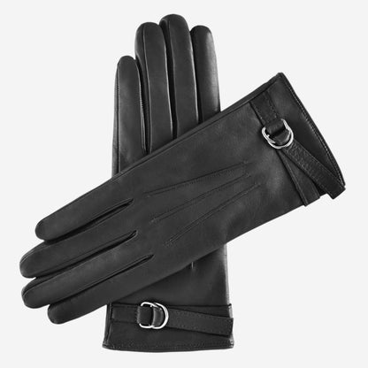 CA4987 (black) - Women's Italian Leather Lambskin Gloves with Strap — photo 1 of 9