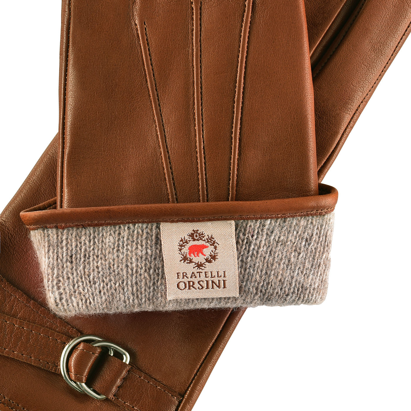 CA4987 (cognac) - Women's Italian Leather Lambskin Gloves with Strap — photo 3 of 10