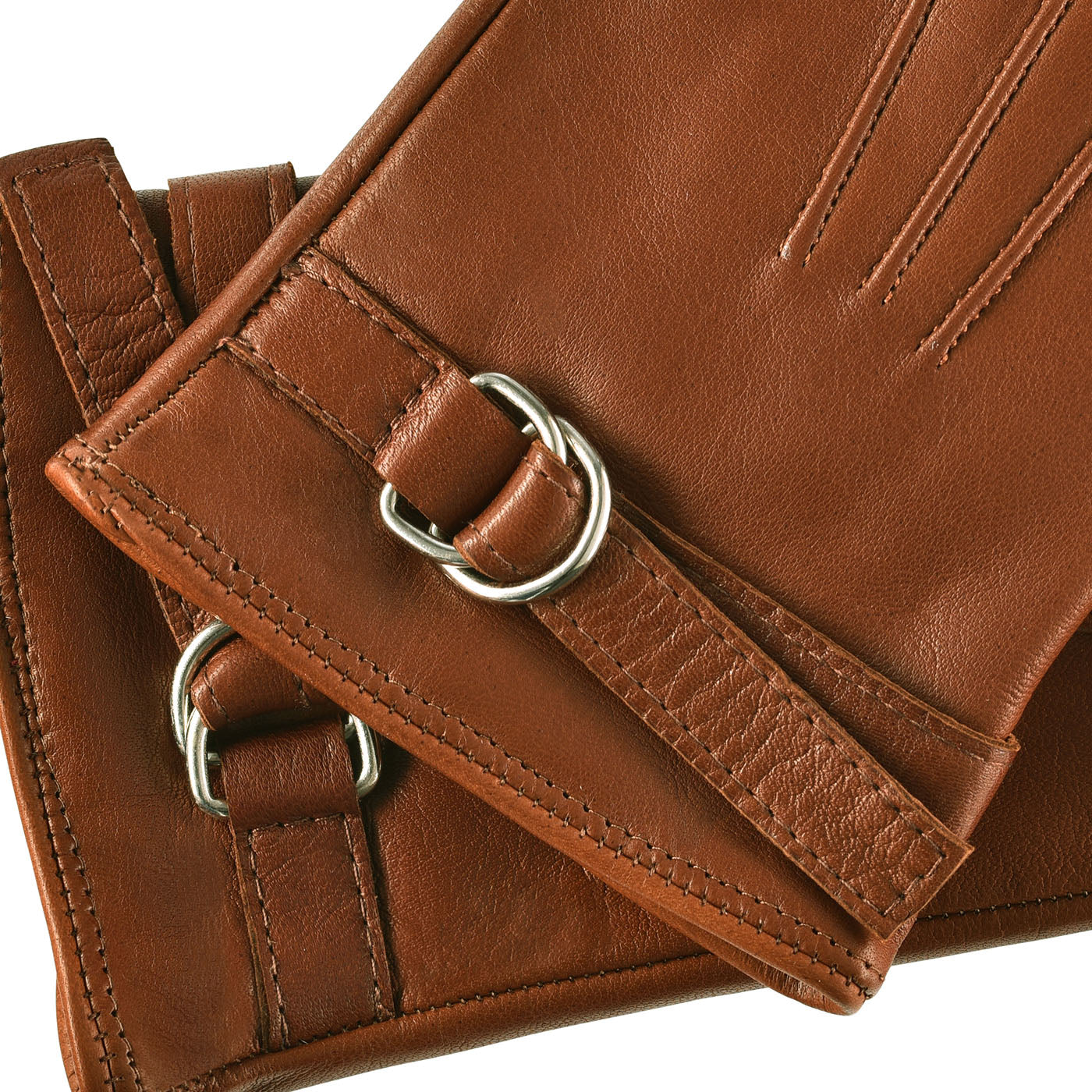 CA4987 (cognac) - Women's Italian Leather Lambskin Gloves with Strap — photo 5 of 10