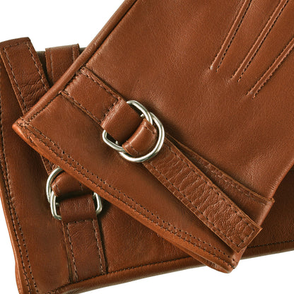 CA4987 (cognac) - Women's Italian Leather Lambskin Gloves with Strap — photo 5 of 10