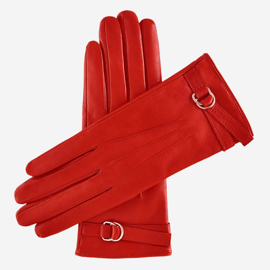 CA4987 (red) - Women's Italian leather lambskin gloves with strap — photo 1 of 9