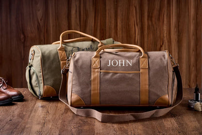Personalized Weekender Bag with Shoes Compartment, Embroidered Travel Bag