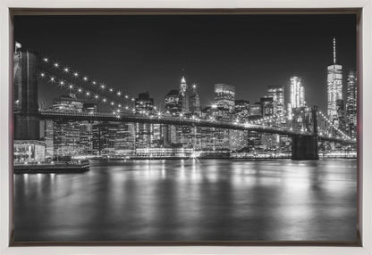 Wall art- MANHATTAN SKYLINE and BROOKLYN BRIDGE Idyllic Nightscape