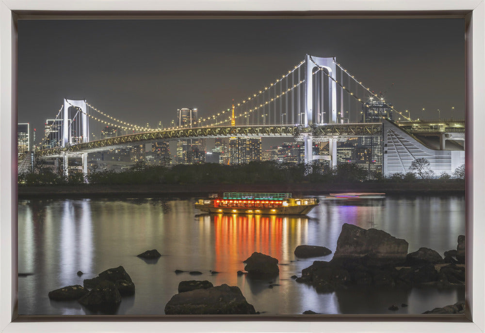 Wall art Charming Rainbow Bridge With Tokyo Skyline in the Evening - Panorama